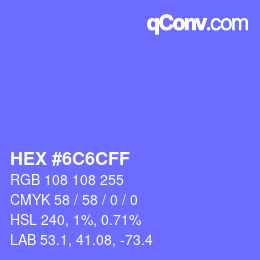 Color code: HEX #6C6CFF | qconv.com