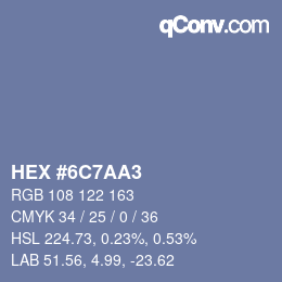 Farbcode: HEX #6C7AA3 | qconv.com