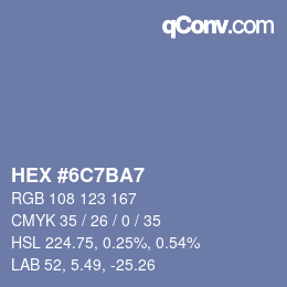 Color code: HEX #6C7BA7 | qconv.com