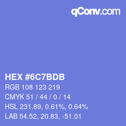 颜色代码: HEX #6C7BDB | qconv.com