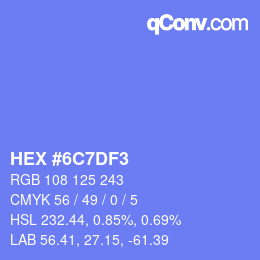 カラーコード: HEX #6C7DF3 | qconv.com