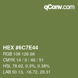 Color code: HEX #6C7E44 | qconv.com