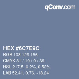 Color code: HEX #6C7E9C | qconv.com