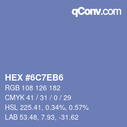 Color code: HEX #6C7EB6 | qconv.com
