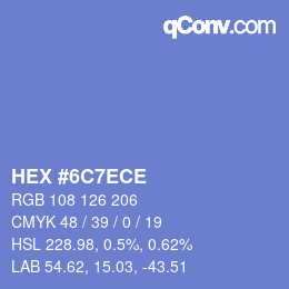 カラーコード: HEX #6C7ECE | qconv.com