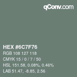 Color code: HEX #6C7F76 | qconv.com