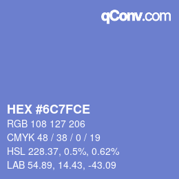 Color code: HEX #6C7FCE | qconv.com