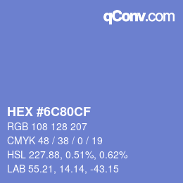 Color code: HEX #6C80CF | qconv.com