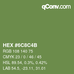 Color code: HEX #6C8C4B | qconv.com