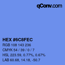 カラーコード: HEX #6C8FEC | qconv.com