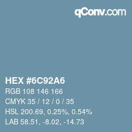 Farbcode: HEX #6C92A6 | qconv.com
