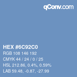 Farbcode: HEX #6C92C0 | qconv.com