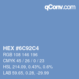 カラーコード: HEX #6C92C4 | qconv.com