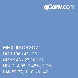 颜色代码: HEX #6C92C7 | qconv.com