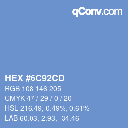 カラーコード: HEX #6C92CD | qconv.com