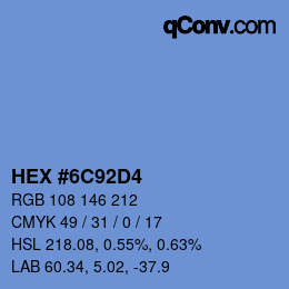カラーコード: HEX #6C92D4 | qconv.com
