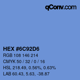 カラーコード: HEX #6C92D6 | qconv.com