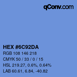 カラーコード: HEX #6C92DA | qconv.com