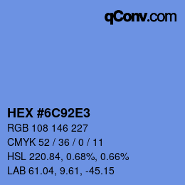 カラーコード: HEX #6C92E3 | qconv.com