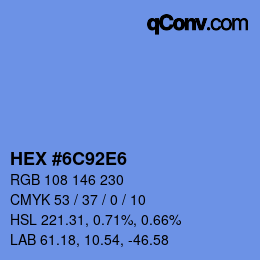 カラーコード: HEX #6C92E6 | qconv.com
