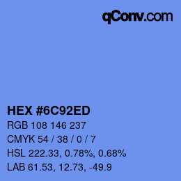 カラーコード: HEX #6C92ED | qconv.com