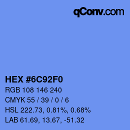 カラーコード: HEX #6C92F0 | qconv.com