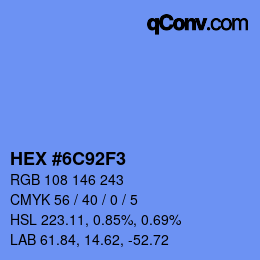 カラーコード: HEX #6C92F3 | qconv.com