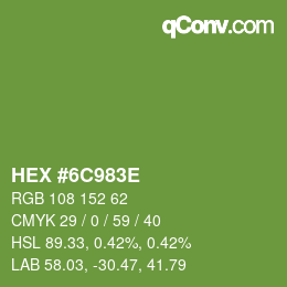 Color code: HEX #6C983E | qconv.com