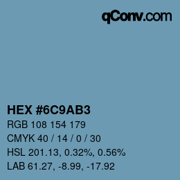 カラーコード: HEX #6C9AB3 | qconv.com