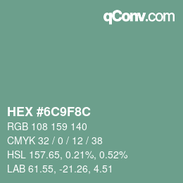 Color code: HEX #6C9F8C | qconv.com