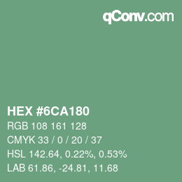 Farbcode: HEX #6CA180 | qconv.com