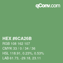 Color code: HEX #6CA26B | qconv.com
