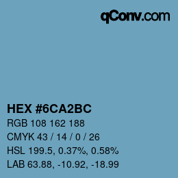Color code: HEX #6CA2BC | qconv.com