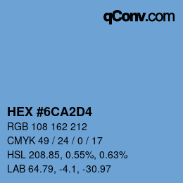 カラーコード: HEX #6CA2D4 | qconv.com