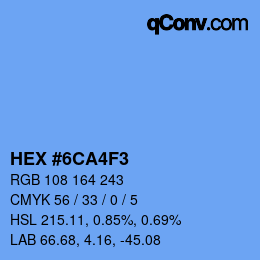 カラーコード: HEX #6CA4F3 | qconv.com