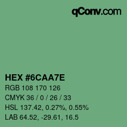 Color code: HEX #6CAA7E | qconv.com