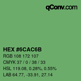 Color code: HEX #6CAC6B | qconv.com