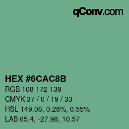 颜色代码: HEX #6CAC8B | qconv.com