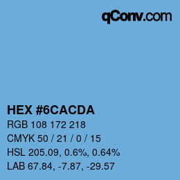 カラーコード: HEX #6CACDA | qconv.com