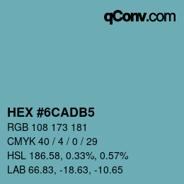 カラーコード: HEX #6CADB5 | qconv.com