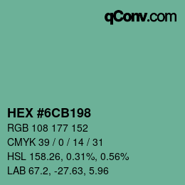 Color code: HEX #6CB198 | qconv.com