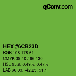 カラーコード: HEX #6CB23D | qconv.com