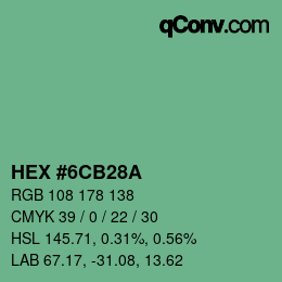 颜色代码: HEX #6CB28A | qconv.com