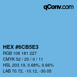 カラーコード: HEX #6CB5E3 | qconv.com