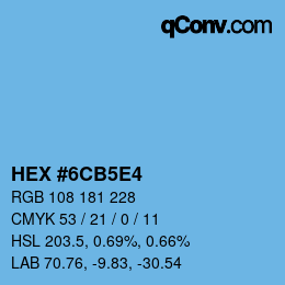 Farbcode: HEX #6CB5E4 | qconv.com