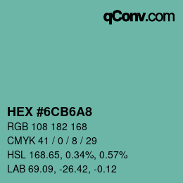 Farbcode: HEX #6CB6A8 | qconv.com