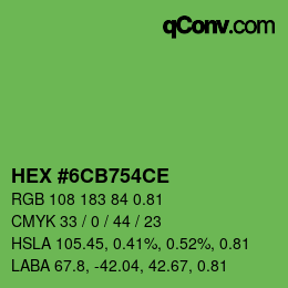 カラーコード: HEX #6CB754CE | qconv.com