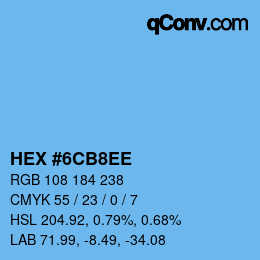 Color code: HEX #6CB8EE | qconv.com