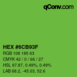 Color code: HEX #6CB93F | qconv.com