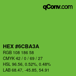 カラーコード: HEX #6CBA3A | qconv.com